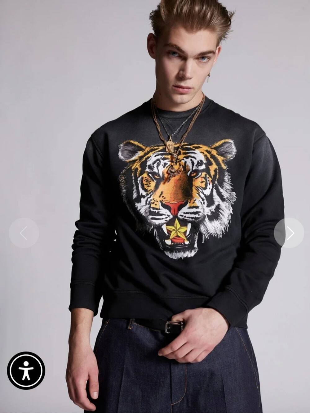 DSQUARED2 Tiger Mike Crewneck Sweatshirt In Faded Black Size Small